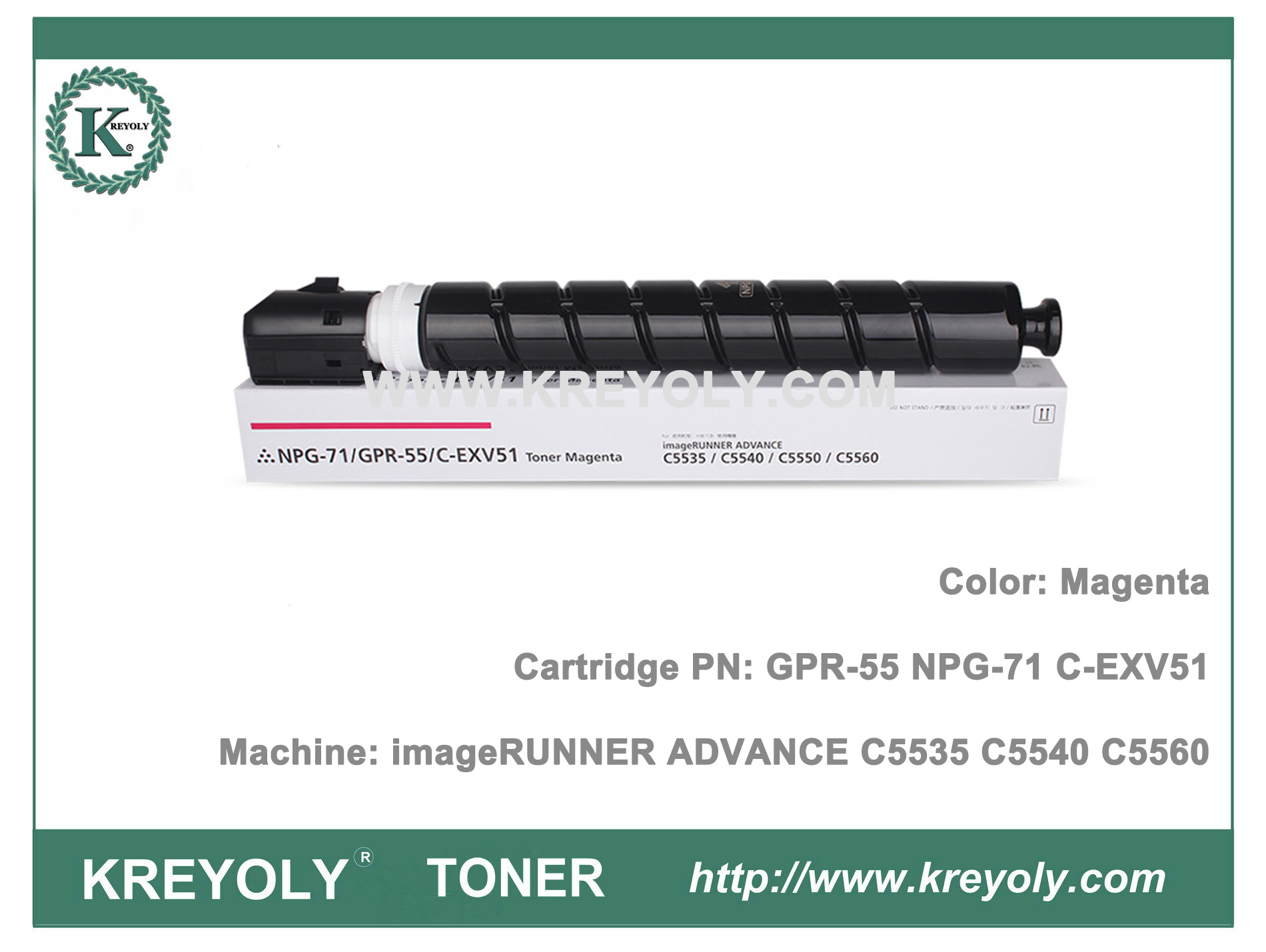 Cartouche de toner NPG71 GPR55 C-EXV51 pour imageRunner ADVANCE C5560 C5550 C5540 C5535